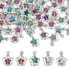 50 шт. подвески из сплава и стекла, звездные подвески с латунной фурнитурой, платина