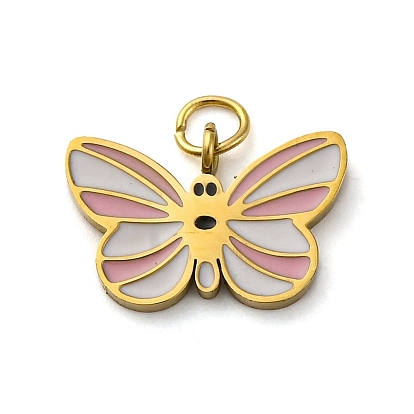 304 из нержавеющей стали шармы эмали, с целью перехода в кольце, очарование бабочки, реальный 18 k позолоченный, ионное покрытие (ip)