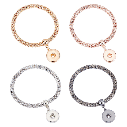 4Pcs 4 Colors Donut Charm Stretch Bracetet for Girl Women, Iron Popcorn Chain Bracelet