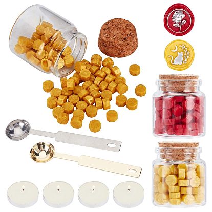 DIY Wax Seal Stamp Kits, Including Sealing Wax Particles, Candle, Stainless Steel Spoon, Iron Handle Wax Sealing Stamp Melting Spoon, Glass Jar Glass Bottle