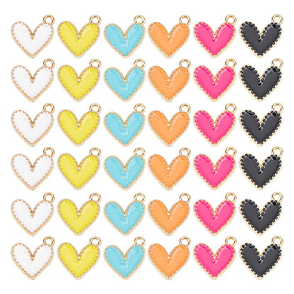 96 шт 6 цвета сплава эмаль подвески, без кадмия, без никеля и без свинца, золотой свет, шарма сердца