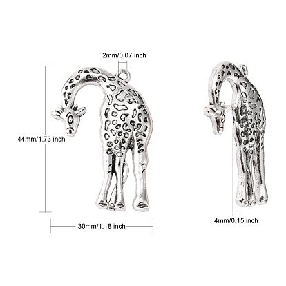 Tibetan Style Pendants, Lead Free and Cadmium Free, Giraffe, 44x30x4mm, Hole: 2mm, about 140pcs/1000g