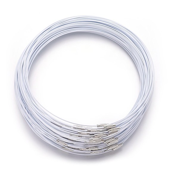 Steel Wire Necklace Cord, with Brass Screw Clasps, 444.5x1mm