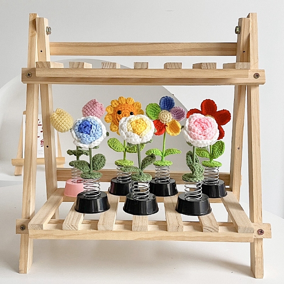 Милый цветок пряжи весенний орнамент приборной панели автомобиля, вязание крючком трясущиеся цветочные украшения, украшения для стола в салоне автомобиля подарки