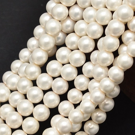 Round Shell Pearl Matte Surface Bead Strands