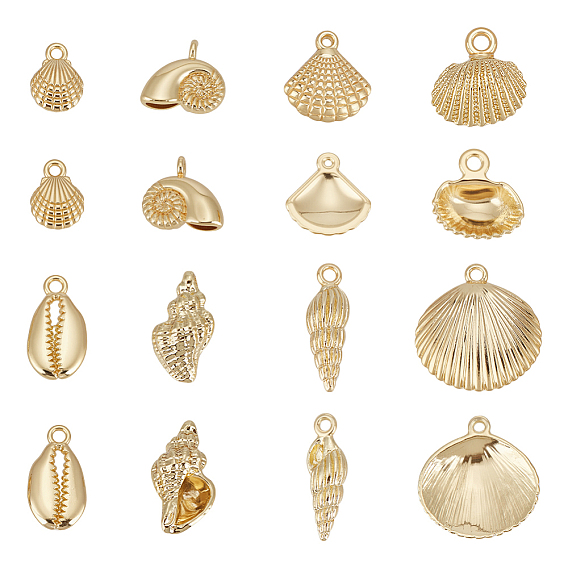 16 шт 8 стили подвески из сплава, Тема океана, без свинца, без никеля и без кадмия, формы раковины