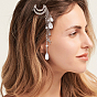 Gorgecraft 4Pcs 4 Colors Alloy Snap Hair Clips, with Crystal Rhinestone, Iron Tassels and Plastic Teardrop Beads, Moon & Star