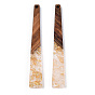 Grandes colgantes de resina transparente y madera de nogal, con lámina de oro, encantos trapezoidales