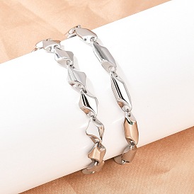 304 браслеты-цепочки из нержавеющей стали с ромбовидными звеньями для мужчин и женщин, ручная полировка