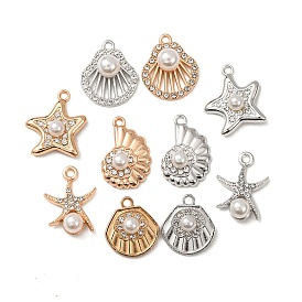 Подвески из сплава и АБС-пластика с имитацией жемчуга и страз., амулет из ракушки/морской звезды/ракушки