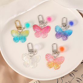 Gradient Butterfly Keychain AirPods Case Bluetooth Earphone Cover Matte Ball Pendant Gift
