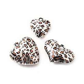 Акриловые подвески, в форме сердца с леопардовым принтом, с петлей