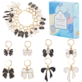 24 шт. 8 стили бант сплав эмалированный кулон запирающиеся маркеры стежков, с 304 серьгами из нержавеющей стали