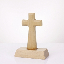 Beechwood Display Ornaments, for Home Decoration, Magnetic, Cross, Religion