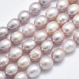 Natural Cultured Freshwater Pearl Beads Strands, Oval