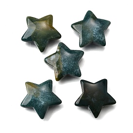 Natural Moss Agate Pendants, Star Charms