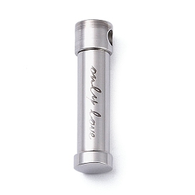 Openable 304 Stainless Steel Urn Ashes Pendants, Column with Word Only Love Charm