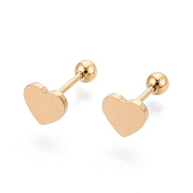 304 серьги-гвоздики из нержавеющей стали для женщин, сердце, ионное покрытие (ip)