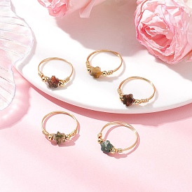 Натуральные индийские агатовые кольца, с латунной бисера