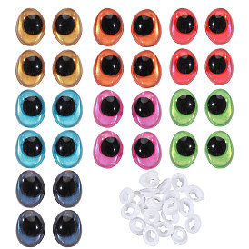 14пары 7цвета пластиковые глаза для поделок, овальные