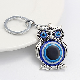 Owl Blue Evil Eye Devil Key Pendant Blue Eyes Car Keychain Pendant Accessories
