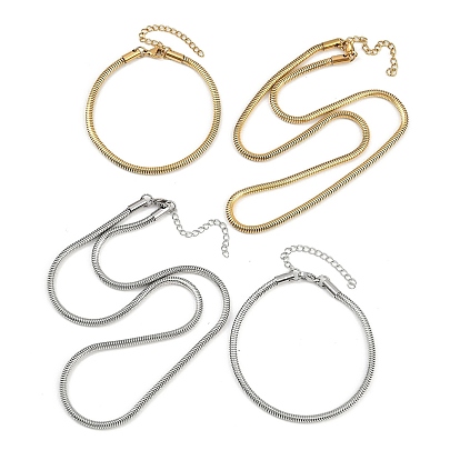 304 ожерелья и браслеты из круглой цепи из нержавеющей стали для мужчин и женщин