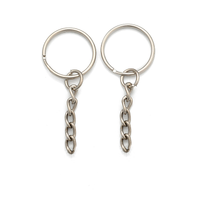 Iron Split Key Rings, with Chains, Keychain Clasp Findings