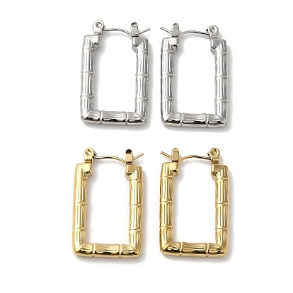 304 Stainless Steel Hoop Earrings for Women, Bamboo