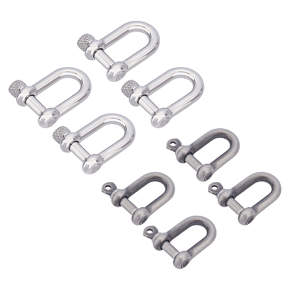 8Pcs 2 Style 304 Stainless Steel Screw D-Ring Anchor Shackle Clasps