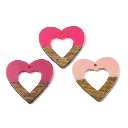 Подвески из смолы и ореха, сердце