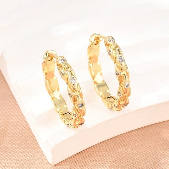 Micro cuivres ouvrent zircons boucles d'oreilles, losange, sans cadmium et sans plomb, plaqué longue durée, crémaillère plaquage, réel 18 k plaqué or