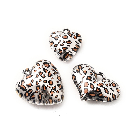 Акриловые подвески, в форме сердца с леопардовым принтом, с петлей