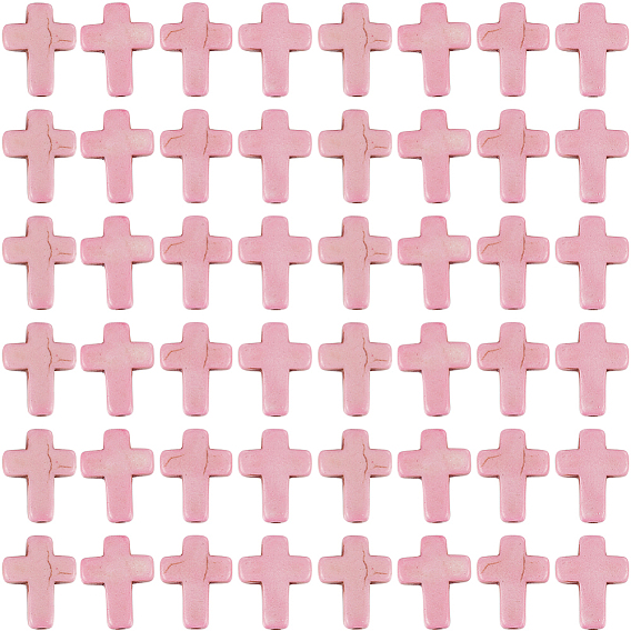 100шт. синтетические бирюзовые бусины, окрашенные в нити, религия крест