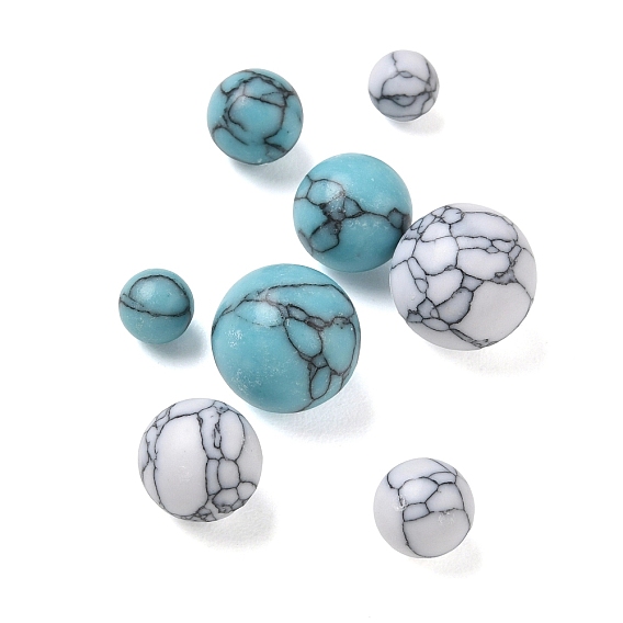 Dyed Synthetic Turquoise Sphere Beads, Round, No Hole/Undrilled