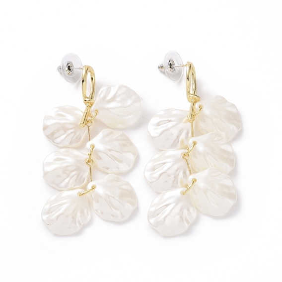 Acrylic Imitation Shell Dangle Earrings, Alloy Drop Earrings with 925 Sterling Silver Pins for Women