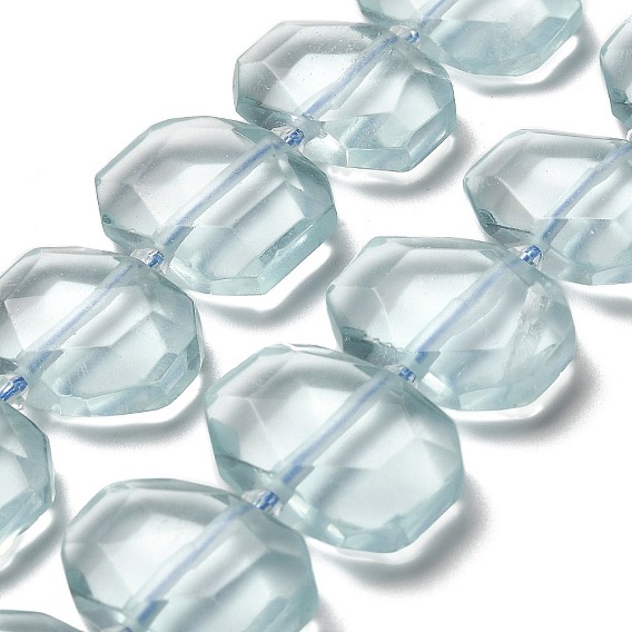 Синтетические кварцевые нити бисер, со стеклянными бусинами, граненые, прямоугольные