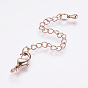 Long-Lasting Plated Brass Chain Extender, with Lobster Claw Clasps and Bead Tips