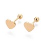 304 серьги-гвоздики из нержавеющей стали для женщин, сердце, ионное покрытие (ip)