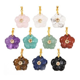 Резные подвески из натуральных драгоценных камней, подвески-цветы с латунной микропаве из кубических цирконий, золотые, стойки покрытие, долговечный