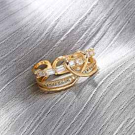 Латунные микро проложить манжеты кольца кубического циркония, сердце