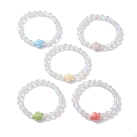 8круглые эластичные браслеты из окрашенного синтетического лунного камня диаметром мм, пляжные черепаховые браслеты ручной работы из фарфора для женщин