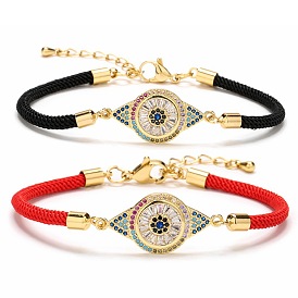 Devil Eye Charm Bracelet for Women - Adjustable Milan Rope Strand Jewelry Accessory