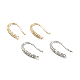 Rack Plating Brass Micro Pave Cubic Zirconia Earring Hooks, with Vertical Loop, Long-Lasting Plated, Cadmium Free & Lead Free