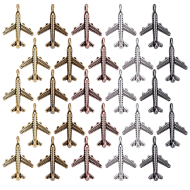 125Pcs 5 Colors Tibetan Style Alloy Pendants, Passenger Airplane, Cadmium Free & Lead Free