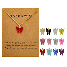 Colorful Acrylic Butterfly Necklace Fluorescent Color Fashion Simple Gold Necklace