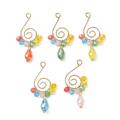 Железо стеклянные большие подвески, вихревая спираль с подвеской-слезинкой, граненые, золотые