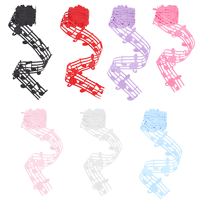 14 ярды 7 цвета полиэфирные ленты, музыкальная нота полая лента для аксессуаров одежды, плоский