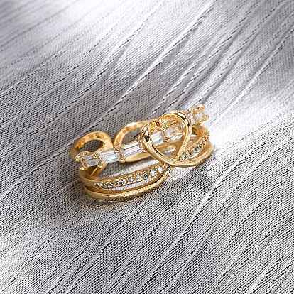 Латунные микро проложить манжеты кольца кубического циркония, сердце