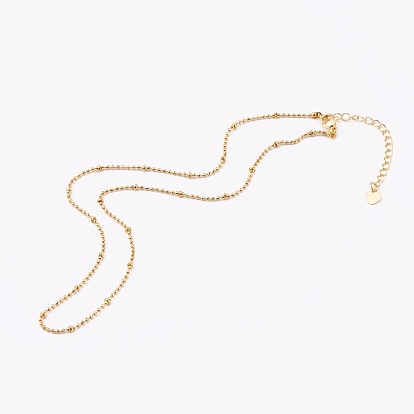 Brass Ball Chain Necklaces, with Rondelle Beads