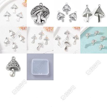 54Pcs 9 Styles Tibetan Style Alloy Pendants, Mushroom Charms